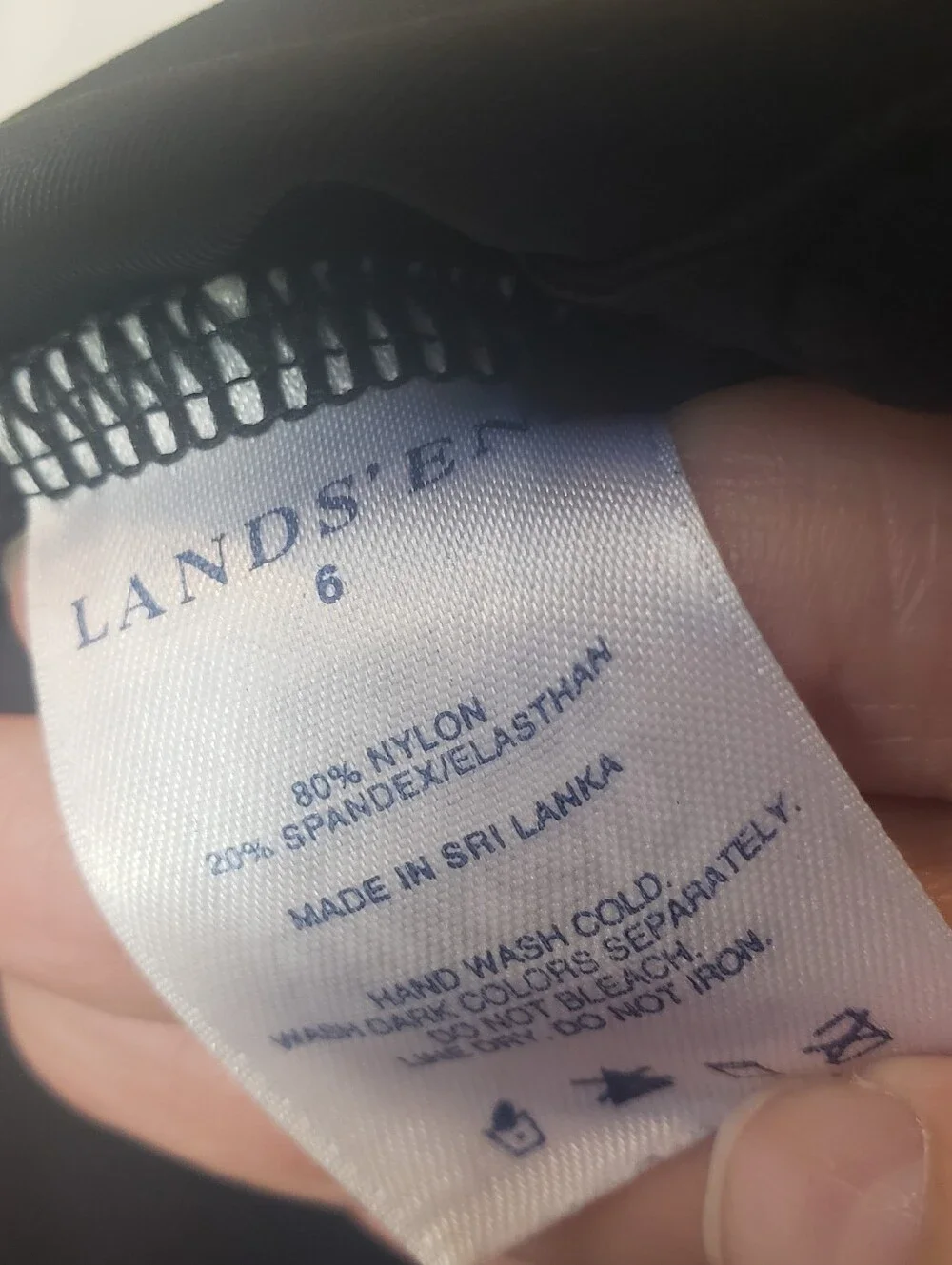 LAND'S END Black Strappy Tankini Top Swimsuit 6